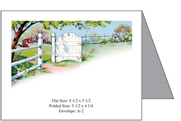 Fence & Gate with Flowers Baronial Card