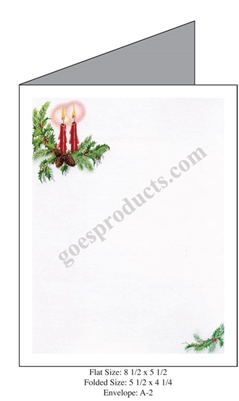 Candles on Pine with Holly Baronial Card