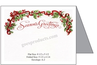 Seasons Greetings - Holly & Ribbon Baronial Card