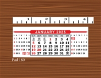 2025- #180S Calendar Pad - Standard Date Pad w/ Adhesive Back
