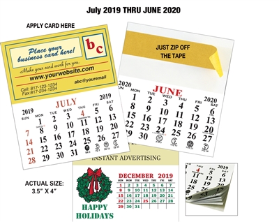 Lil Sticker Business Card Calendar - July Start