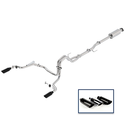 2015-2018 F-150 5.0L CAT-BACK EXTREME EXHAUST SYSTEM - REAR EXIT, BLACK CHROME TIPS