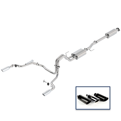 2015-2018 F-150 5.0L CAT-BACK SPORT EXHAUST SYSTEM - REAR EXIT, CHROME TIPS