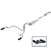 2015-2018 F-150 5.0L CAT-BACK TOURING EXHAUST SYSTEM - REAR EXIT, BLACK CHROME TIPS