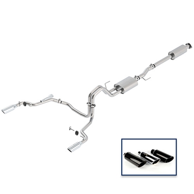 2015-2018 F-150 5.0L CAT-BACK TOURING EXHAUST SYSTEM - REAR EXIT, CHROME TIPS