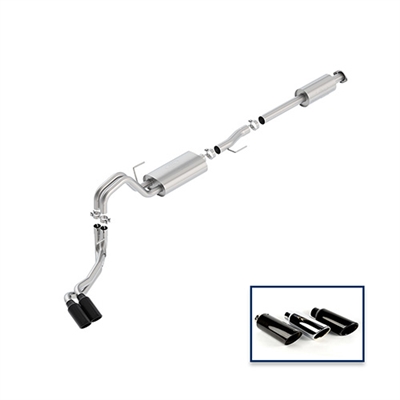 2015-2018 F-150 5.0L CAT-BACK TOURING EXHAUST SYSTEM - SIDE EXIT, BLACK CHROME TIPS