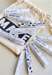 Baggie of Clothespins: Black & White Sewing Graphics