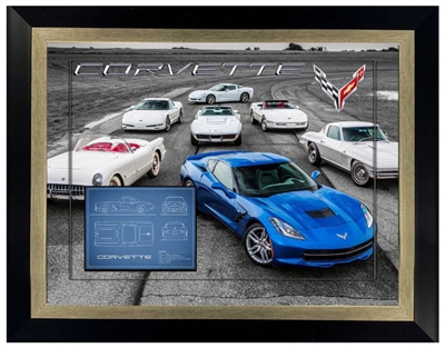 CORVETTE BLUEPRINT 3D COLLAGE FRM