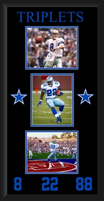 Dallas Cowboys Triplets Custom Collage Framed