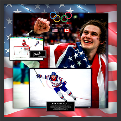 JACK HUGHES 3D 2026 OLYMPIC USA  GOLD MEDAL HOCKEY SHADOWBOX