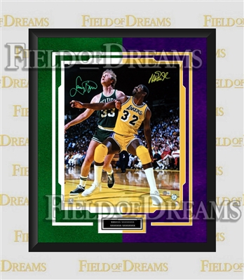 Larry Bird & Magic Johnson Dual Signed 16x20 Framed