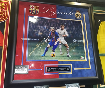 Messi & Ronaldo DUAL-SIGNED & Deluxe Framed 11x14