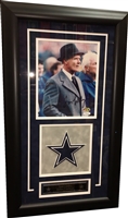 Tom Landry Signed 8x10 w/Drop Down Logo Framed