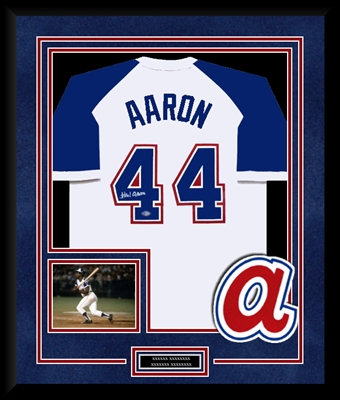 Hank Aaron Signed & Framed Braves Jersey