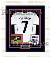 DAVID BECKHAM SIGNED & FRAMED ENGLAND JERSEY