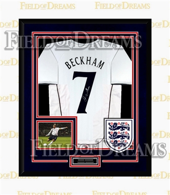 DAVID BECKHAM SIGNED & FRAMED ENGLAND JERSEY