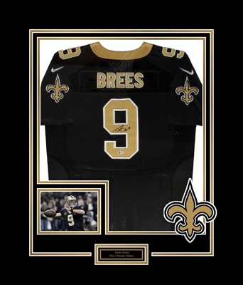 DREW BREES SIGNED & DELUXE FRAMED JERSEY
