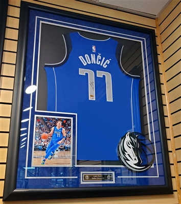 Luka Doncic Signed & Framed Blue Mavericks Jersey