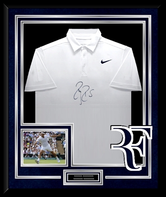 ROGER FEDERER SIGNED & FRAMED TENNIS POLO