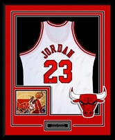 Michael Jordan #23 Signed & Framed White Bulls Jersey, UDA