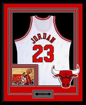 Michael Jordan #23 Signed & Framed White Bulls Jersey, UDA