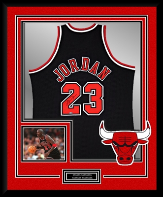 Michael Jordan #23 Signed & Framed Black Bulls Jersey, UDA