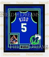 Jason Kidd Signed and Deluxe Framed Mavericks Jersey