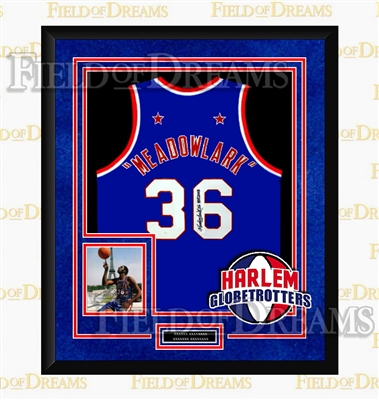 MEADOWLARK LEMON SIGNED & FRAMED JERSEY