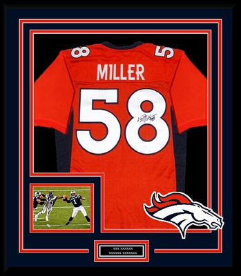 VON MILLER SIGNED & FRAMED BRONCOS JERSEY