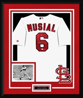 STAN MUSIAL SIGNED & FRAMED JERSEY