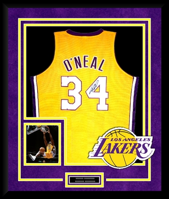 SHAQUILLE O'NEAL SIGNED & FRAMED LAKERS JERSEY