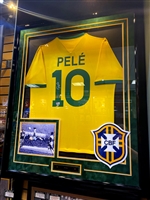 PELE SIGNED & FRAMED BRAZIL JERSEY