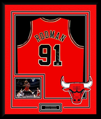 DENNIS RODMAN SIGNED & FRAMED JERSEY