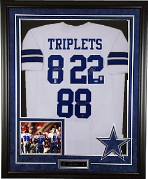 AIKMAN IRVIN & SMITH SIGNED & FRAMED "TRIPLETS" JERSEY