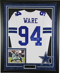 Demarcus Ware Signed & Deluxe Framed Cowboys Jersey