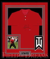 Tiger Woods Signed & Deluxe Framed Sunday Red Golf Polo