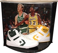 Larry Bird-Magic Johnson Signed Shoe Set w/Case