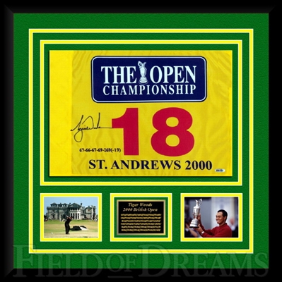 Tiger Woods Signed 2000 British Open Pin Flag w/Deluxe Custom Framing