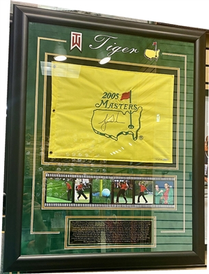 TIGER WOODS  SIGNED LIMITED EDITION UDA 2005 MASTERS FLAG w/CUSTOM FRAMING