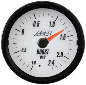 AEM Analog Boost Display Gauge (-1 to 2.4BAR) - White Face