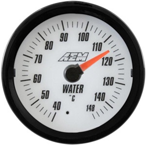 AEM Analog Coolant/Water Temperature Display Gauge (40°C to 148°C) - White Face