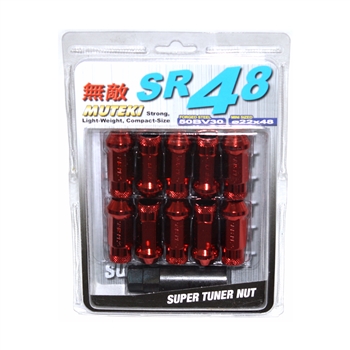 Muteki SR48 Open-Ended Lightweight Lug Nuts in Red - 12x1.25mm