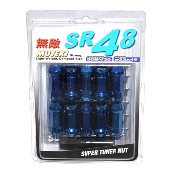 Muteki SR48 Open-Ended Lightweight Lug Nuts in Blue - 12x1.25mm