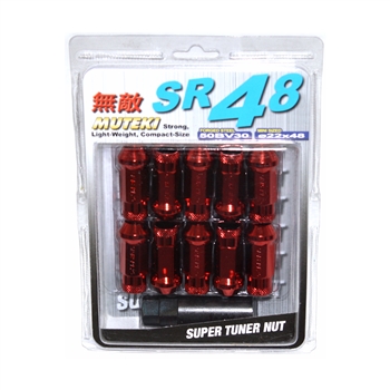 Muteki SR48 Open-Ended Lightweight Lug Nuts in Red - 12x1.50mm