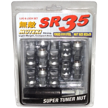 Muteki SR35 Closed-Ended Lightweight Lug Nuts with Locks in Silver - 12x1.25mm