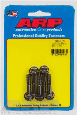 ARP M6 x 1.00 x 30 hex black oxide bolts