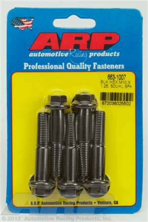 ARP M10 x 1.25 x 50 hex black oxide bolts