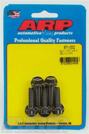 ARP M8 x 1.25 x 25 12pt black oxide bolts