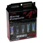 Project Kics R40 NeoChro Racing Composite Lug Nuts with Locks - 12x1.25mm (16 piece Lug Nut Set with 4 Locks)