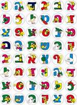 Aleph Bet with Picture Stickers - 48/sheet - 25 pack